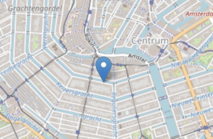 Celestins Agency office location in Amsterdam on Google Maps, marked with a pin, showcasing the central location near the Amstel and Keizersgracht canals.